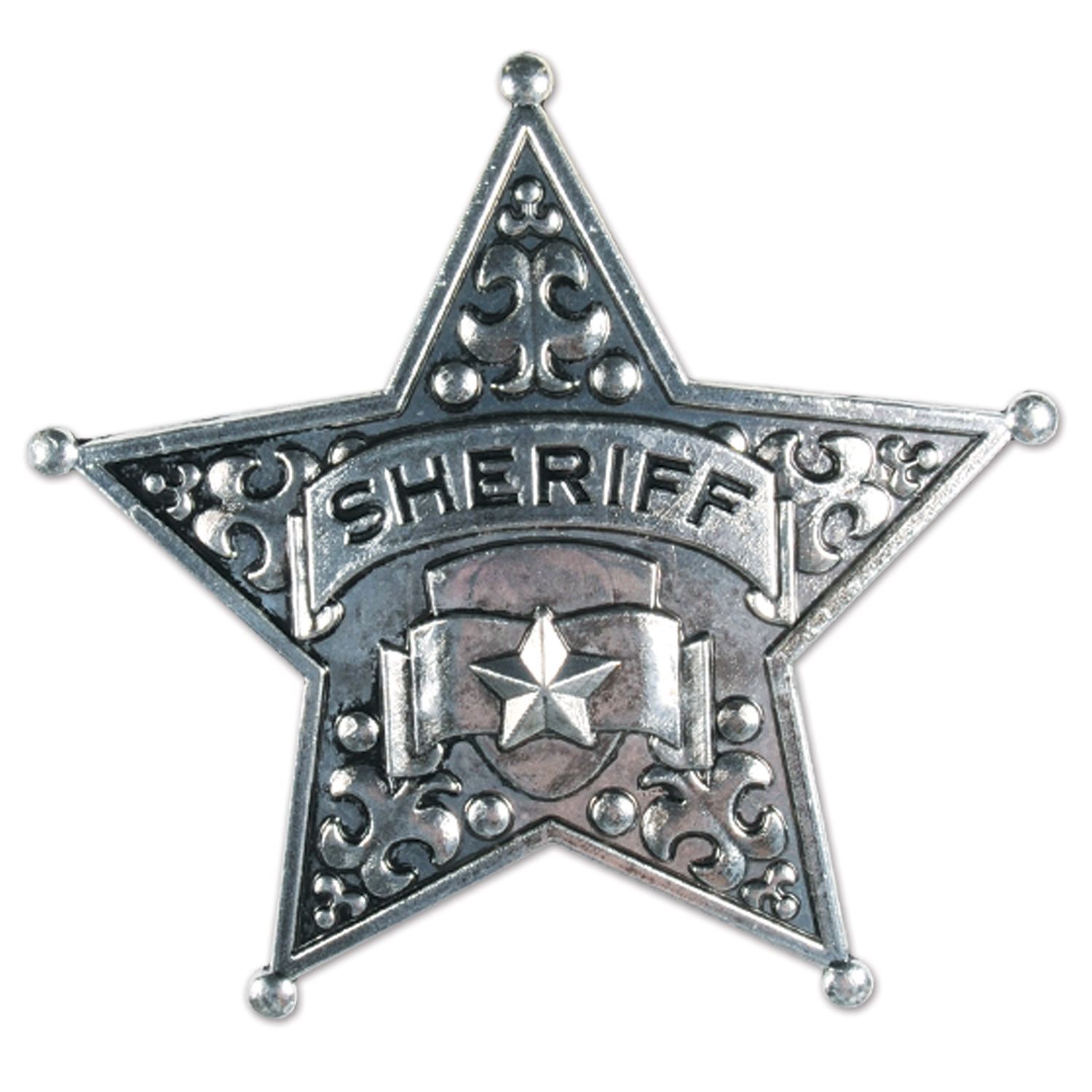 Western 'Deputy Sheriff' Police Badges, Gold, One Size, 8-pk, Wearable Costume Accessories for Halloween/Western Party Front_Flat