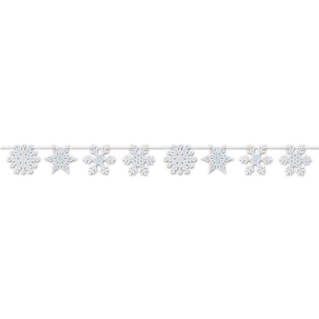 Snowflake Hanging Garland Banner Decoration, Silver, 9-ft, for Christmas Front_Flat