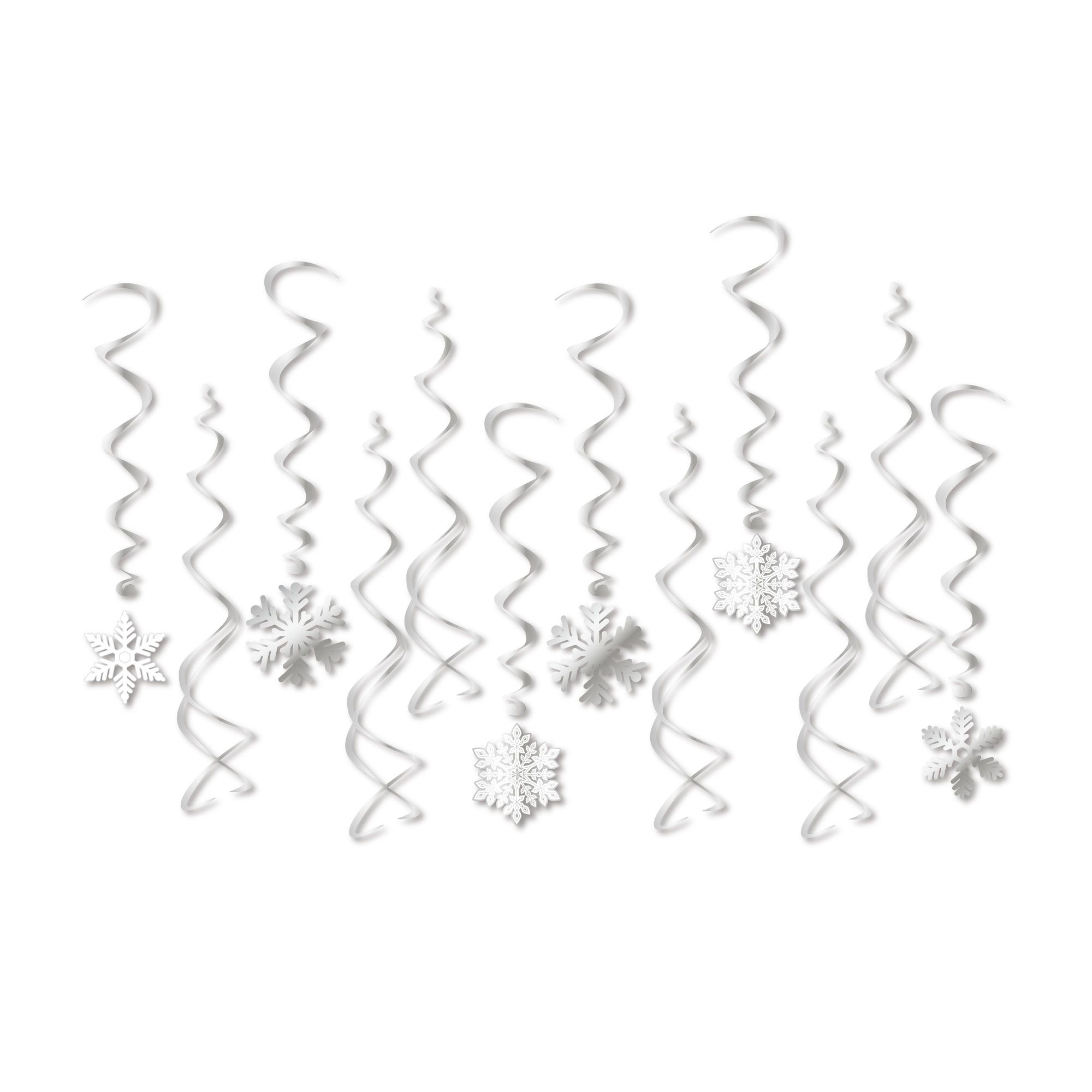 Décorations en spirales à suspendre, flocons de neige, paq. 12 Front_Flat