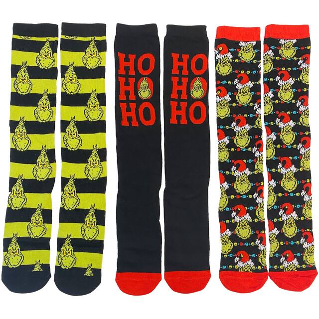 Christmas Grinch Cozy Socks, 3-pk Front_Flat
