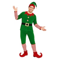 Costume de lutin pour adulte, vert/rouge, femmes, moyen, pour Noël