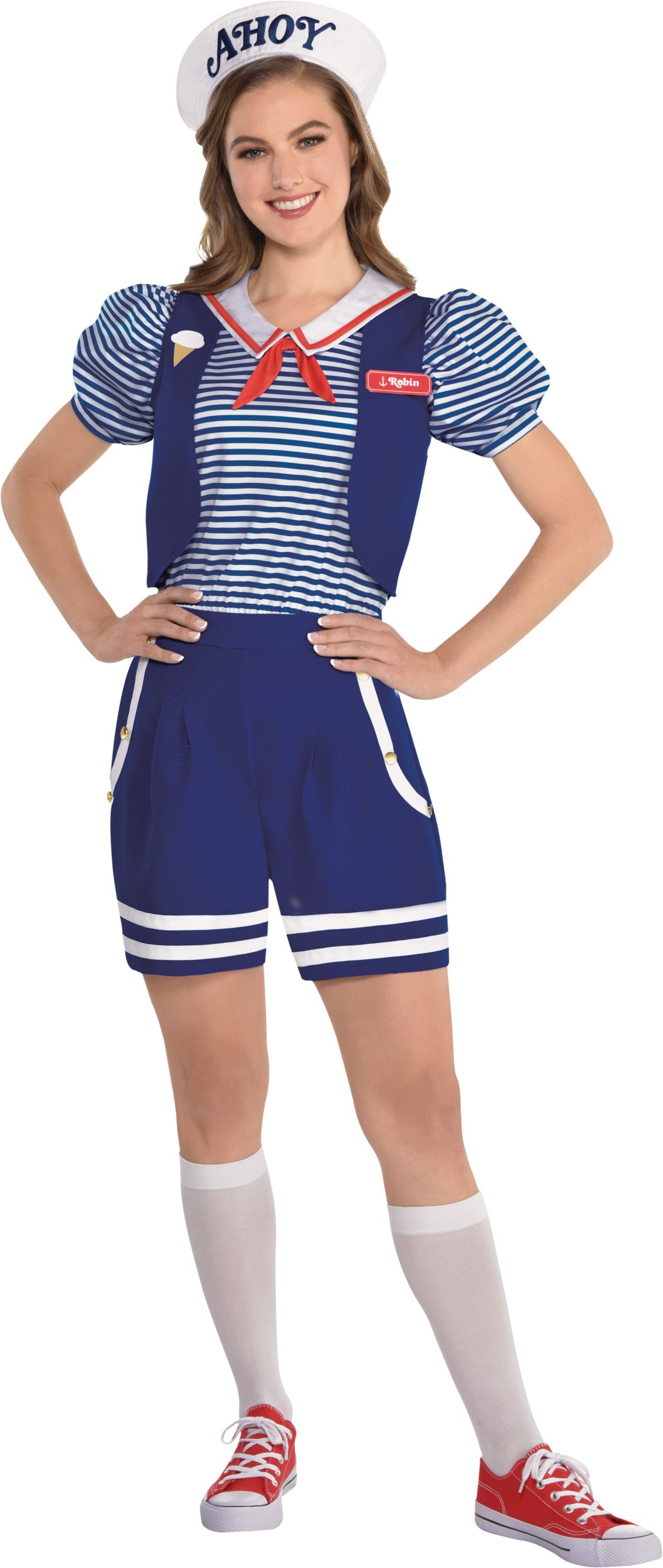 Women's Stranger Things Robin Scoops Ahoy Blue/White Striped