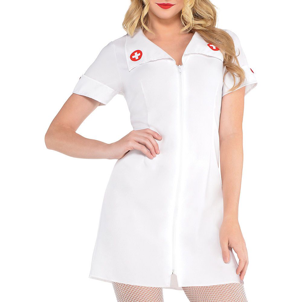 Women s Nurse White Dress with Hat Halloween Costume XL Party City