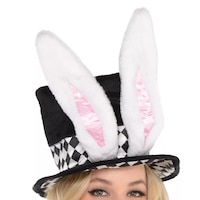Women's Disney Alice in Wonderland Mad Hatter Black/White Dress with Hat Halloween Costume, Assorted Sizes