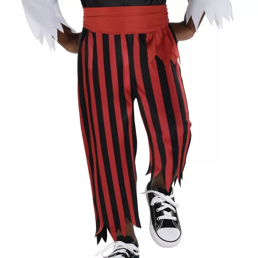 Toddler & Kids' Pirate Black/Red Striped Jumpsuit with Headscarf Halloween Costume, Assorted Sizes CloseUp