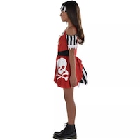 Kids' Pirate Black/White Striped Dress with Bandana Halloween Costume, Assorted Sizes