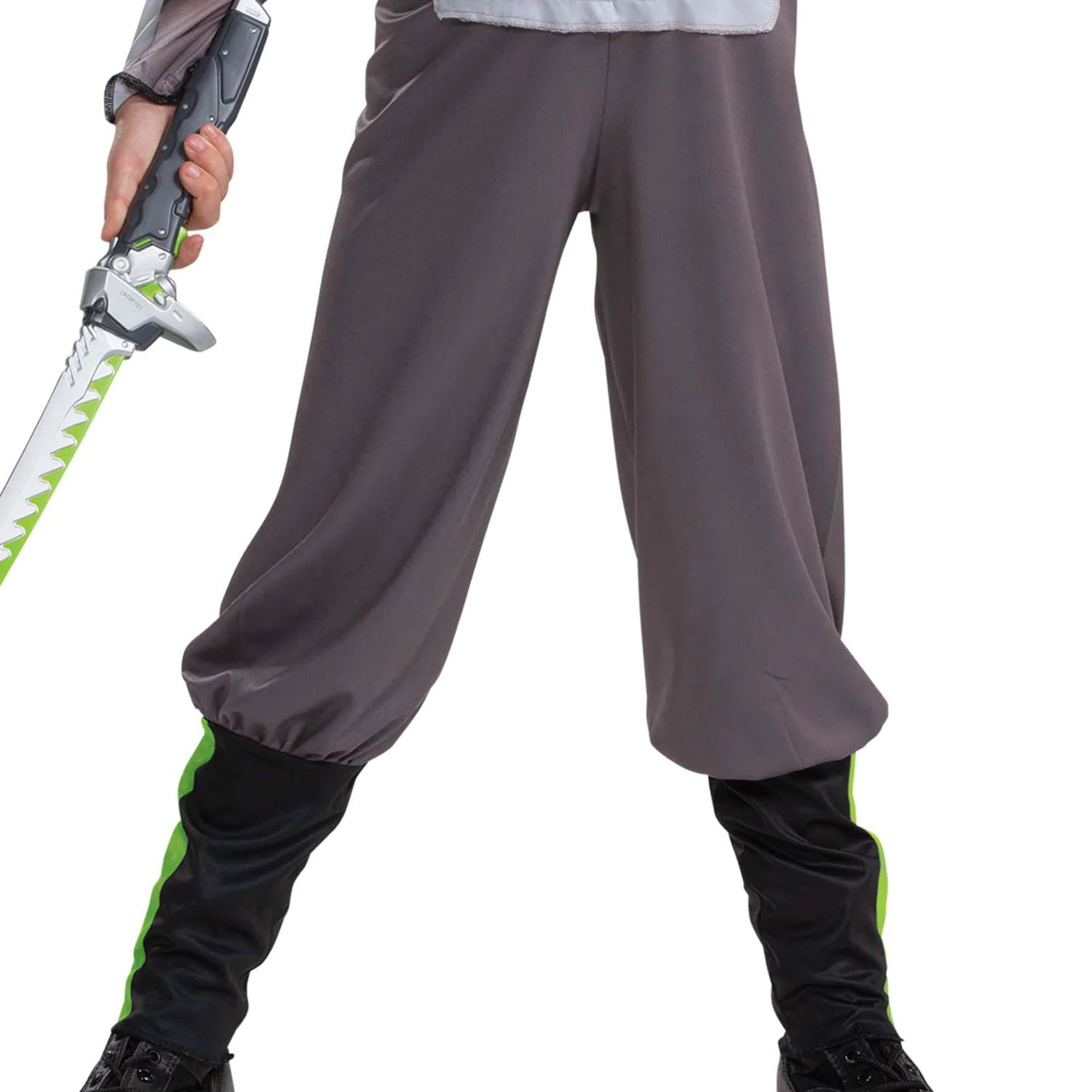 Costume Overwatch Genji, enfants, combinaison grise avec masque, tailles variées CloseUp