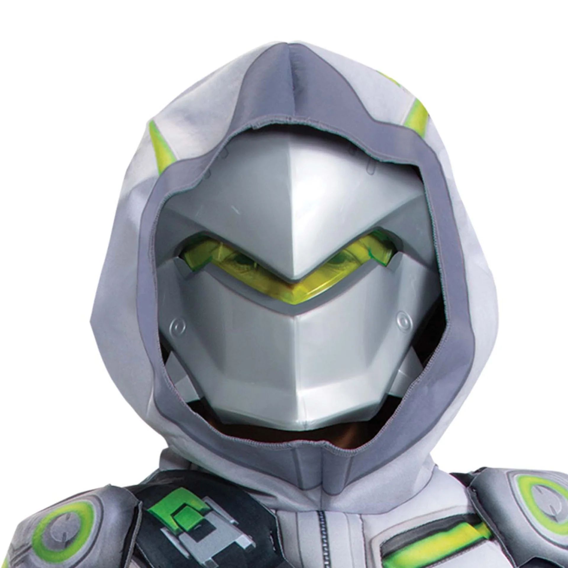 Costume Overwatch Genji, enfants, combinaison grise avec masque, tailles variées CloseUp