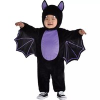 Infant Bat Black/Purple Jumpsuit with Hood & Wings Halloween Costume, Assorted Sizes