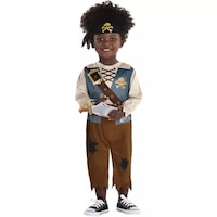 Infant Pirate Blue/Brown Jumpsuit with Headband & Rattle Halloween Costume, Assorted Sizes
