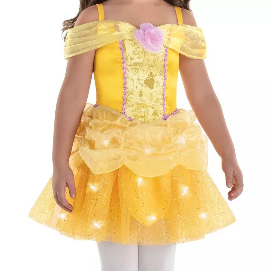 Toddler Kids Disney Beauty and the Beast Belle Yellow Light Up Princess Dress Halloween Costume Assorted Sizes Party City