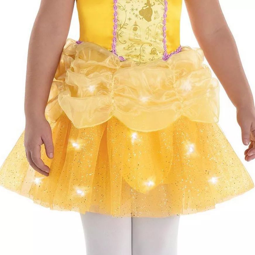 Toddler Kids Disney Beauty and the Beast Belle Yellow Light Up Princess Dress Halloween Costume Assorted Sizes Party City