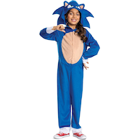Kids' Sonic the Hedgehog Sonic Blue Jumpsuit with Hood Halloween Costume, Assorted Sizes