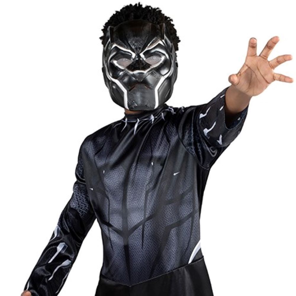 Kids Disney Marvel Black Panther Black Jumpsuit with Mask Halloween Costume Assorted Sizes Party City