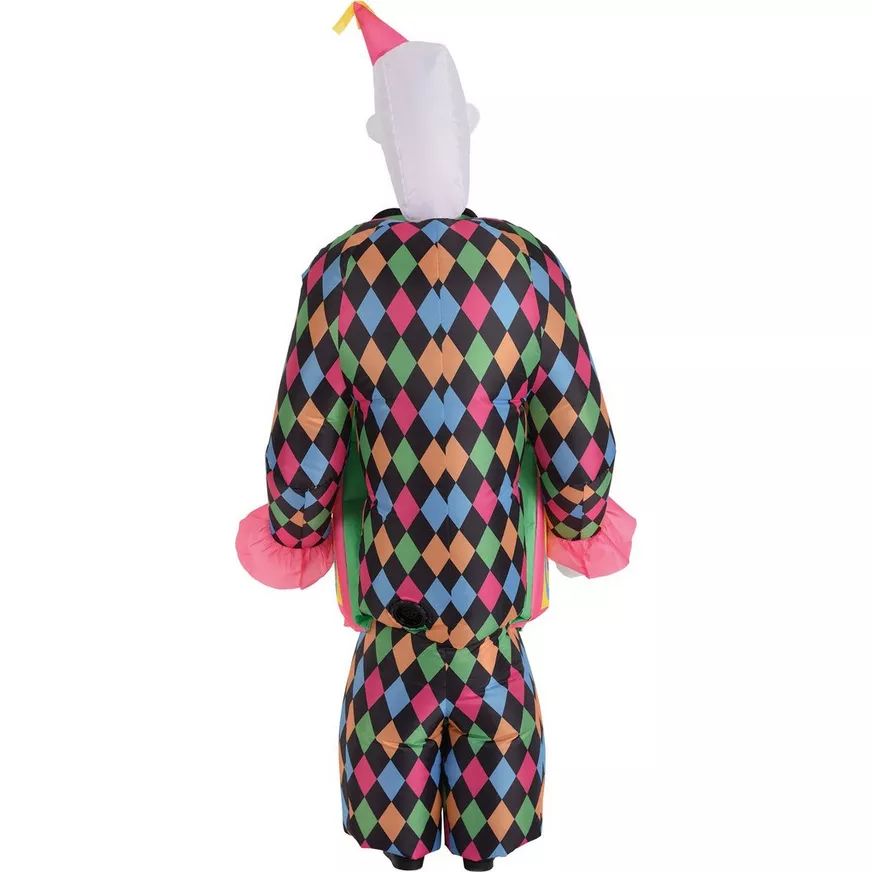 Kids' Jack in a Box Clown Multi-Coloured Inflatable Halloween Costume, Assorted Sizes Back_Flat