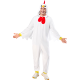 Adult Chicken Zipster Fleece Jumpsuit Halloween Costume with Hood, More Options Available Front_Flat