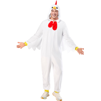 Adult Chicken Zipster Fleece Jumpsuit Halloween Costume with Hood, More Options Available Front_Flat