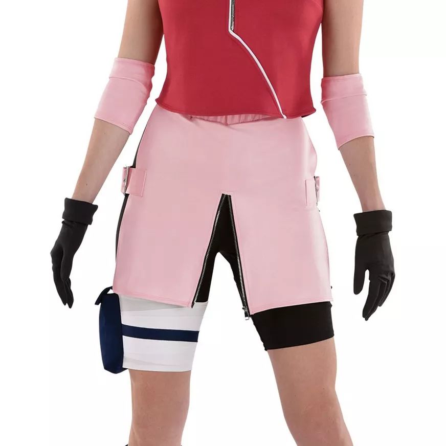 Adult Naruto Sakura Haruno Pink Outfit Halloween Costume with Shirt/Shorts/Wig/Gloves, Standard, One Size CloseUp