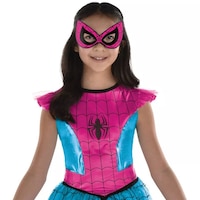Kids' Disney Marvel Spider-Man Spidergirl Pink/Blue Dress with Mask Halloween Costume, Assorted Sizes