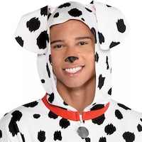 Men's Disney 101 Dalmatians Black/White Jumpsuit Halloween Costume with Hood, More Options Available CloseUp