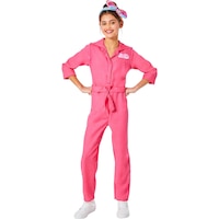 Kids' Mattel Barbie Movie Pink Coveralls Jumpsuit & Headband Halloween Costume, Assorted Sizes Front_Flat