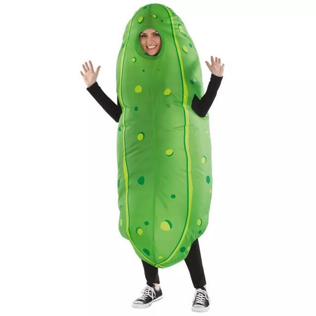 Adult Inflatable Green Pickle Halloween Costume, One Size Front_Angled_Left