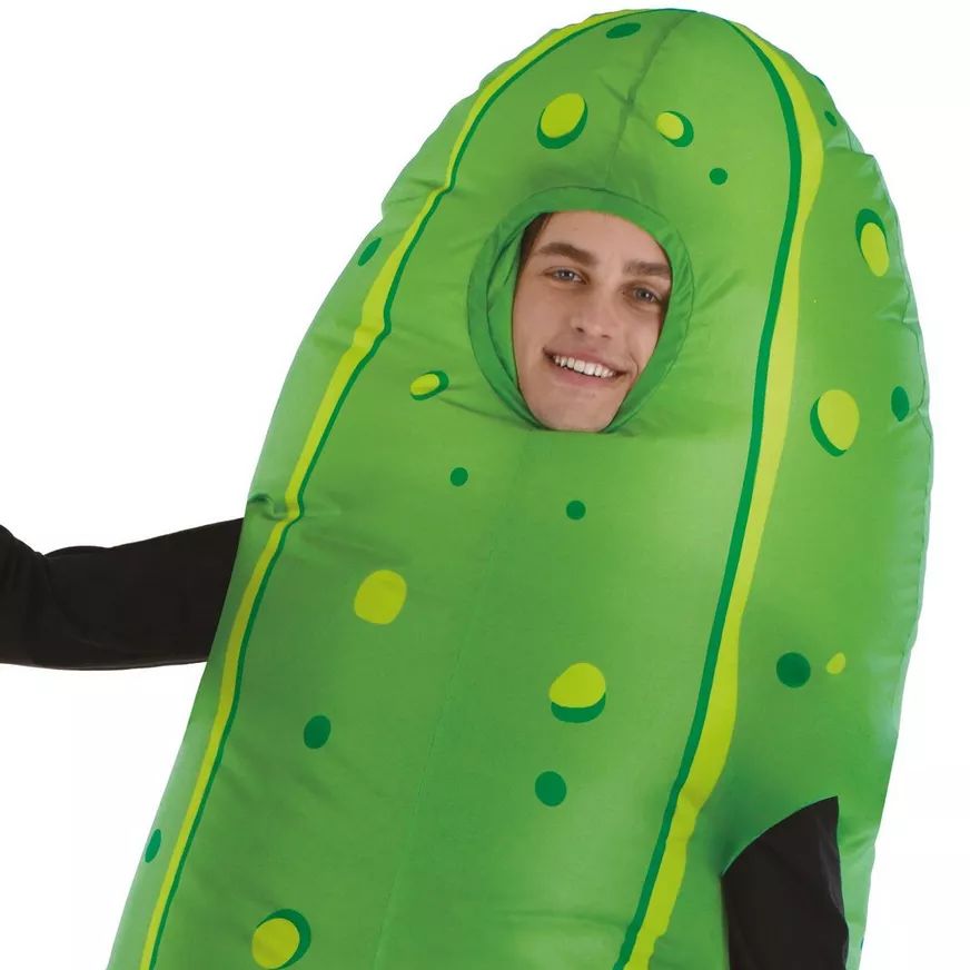 Adult Inflatable Green Pickle Halloween Costume, One Size CloseUp