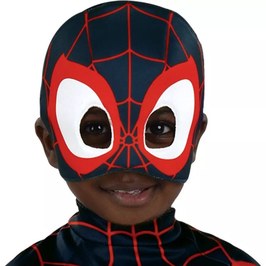 Costume d'Halloween Spider-Man Miles Morales pour tout-petit Marvel Spidey et ses amis extraordinaires, 3T-4T CloseUp