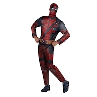 Marvel Deadpool Wade Wilson Jumpsuit Official Halloween Costume with Mask, Red, Adult, Assorted Sizes