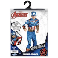 Marvel Captain America Padded Jumpsuit Official Halloween Costume with Mask, Multi-Colour, Child, Assorted Sizes
