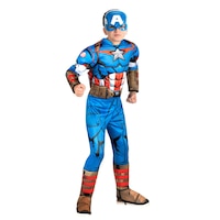 Marvel Captain America Padded Jumpsuit Official Halloween Costume with Mask, Multi-Colour, Child, Assorted Sizes