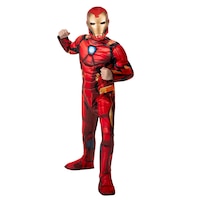Marvel Iron Man Padded Jumpsuit Official Halloween Costume with Mask, Multi-Colour, Child, Assorted Sizes Front_Angled_Left