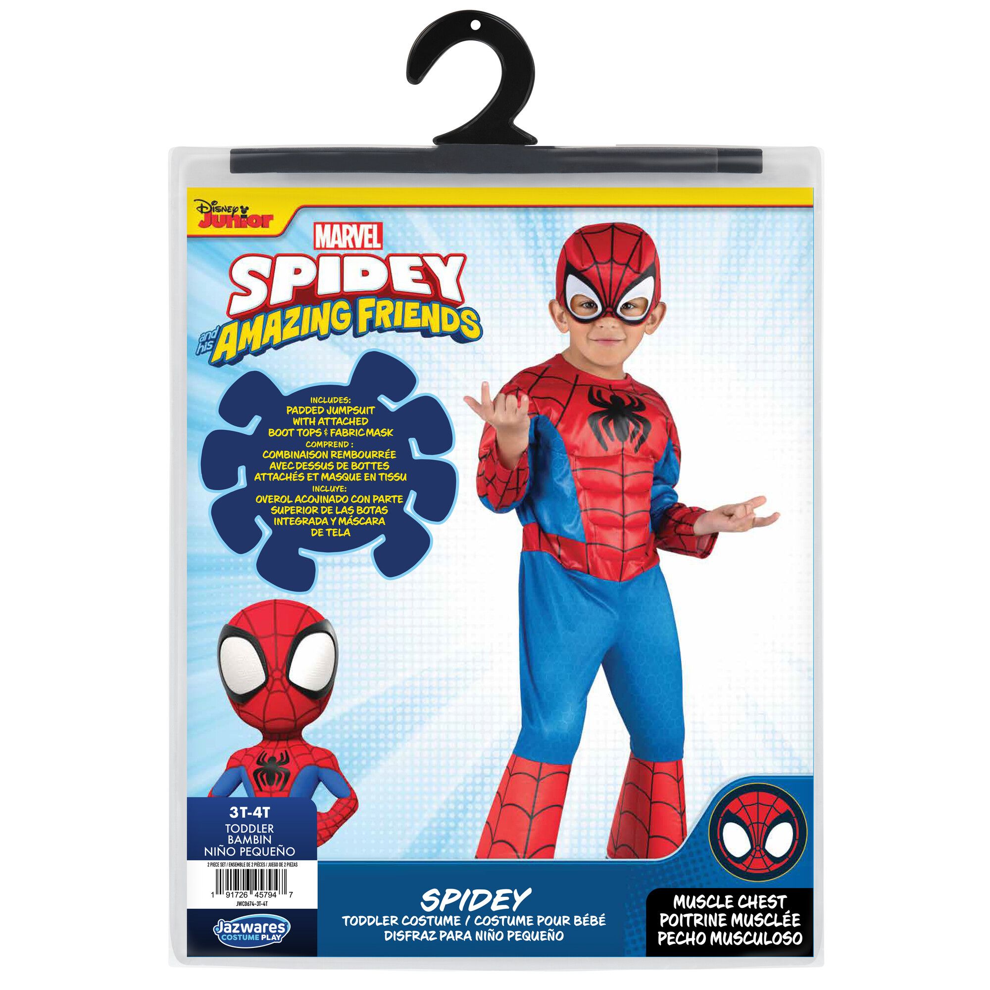 Costume d'Halloween officiel de luxe Spiider-Man de Marvel, multicolore, tout-petit, plus d'options disponibles Front_Flat