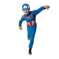 Marvel Captain America Jumpsuit Official Halloween Costume with Mask, Multi-Colour, Child, Assorted Sizes Front_Flat