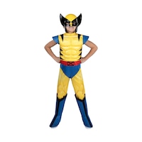 Marvel Wolverine Official Jumpsuit Halloween Costume with Detachable Claws and Mask, Multi-Colour, Child, Assorted Sizes Front_Flat