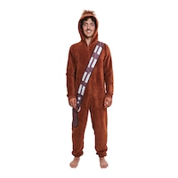 Disney Star Wars Chewbacca Jumpsuit Onesie Halloween Costume with Hood, Brown, Adult, Assorted Sizes Front_Flat