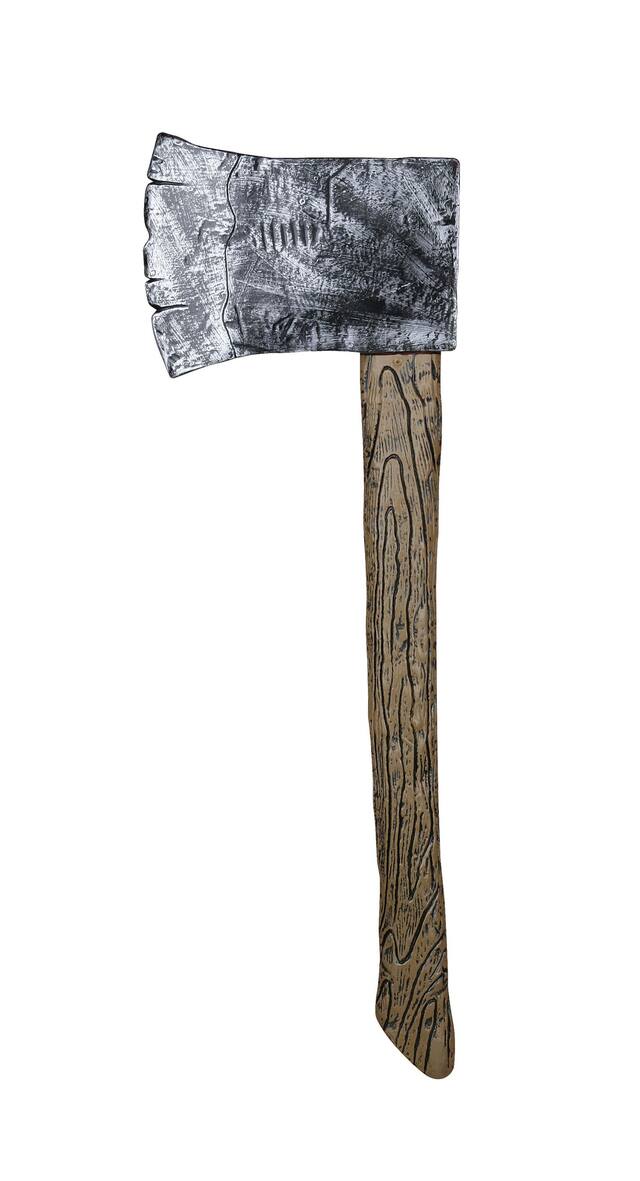 Scary Axe Weapon, Silver/Brown, 21-in, Wearable Costume Prop for Halloween Front_Flat