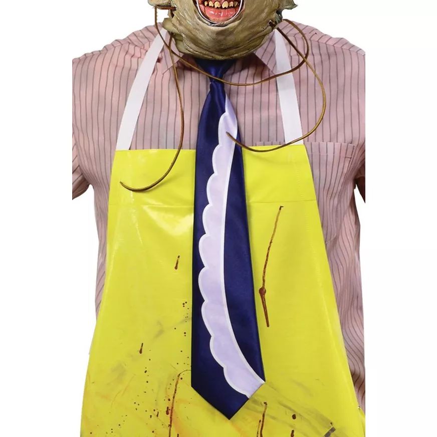 Adult Texas Chainsaw Massacre Leather Face Long Bloody Apron, Yellow, One Size, Wearable Costume Accessory for Halloween CloseUp