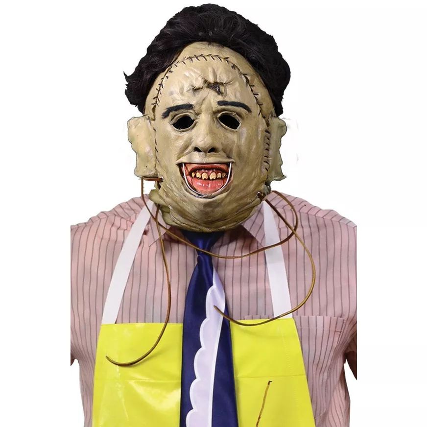 Adult Texas Chainsaw Massacre Leather Face Long Bloody Apron, Yellow, One Size, Wearable Costume Accessory for Halloween CloseUp