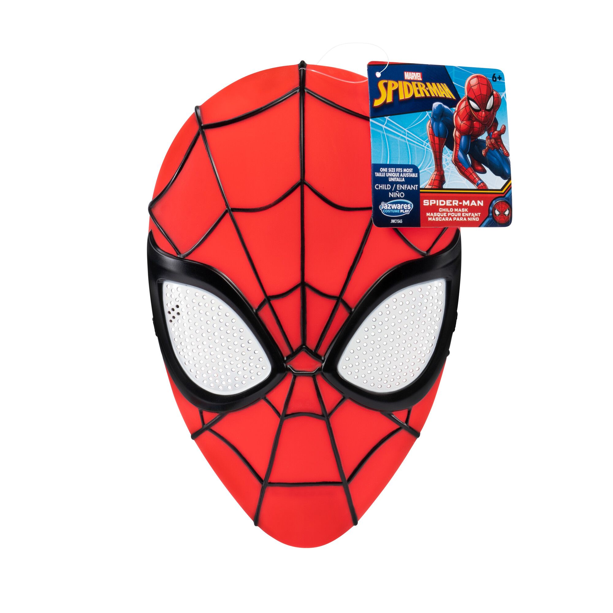 Disney Marvel Spider-Man Plastic Mask, Red/Black, One Size, Wearable Costume Accessory for Halloween Front_Flat