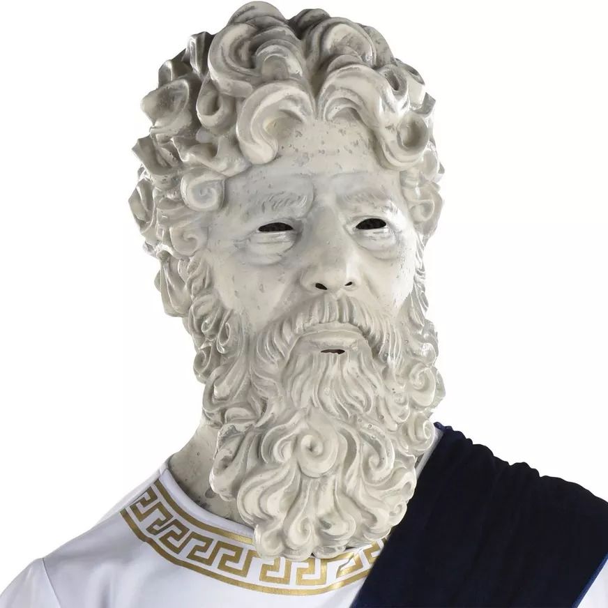 Roman Stone Statue Mask, White, One Size, Wearable Costume Accessory for Halloween Front_Flat