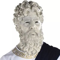 Roman Stone Statue Mask, White, One Size, Wearable Costume Accessory for Halloween Front_Flat