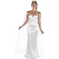 Women's Ethereal Tulle & Gold Chain Cape, White, One Size, Wearable Costume Accessory for Halloween