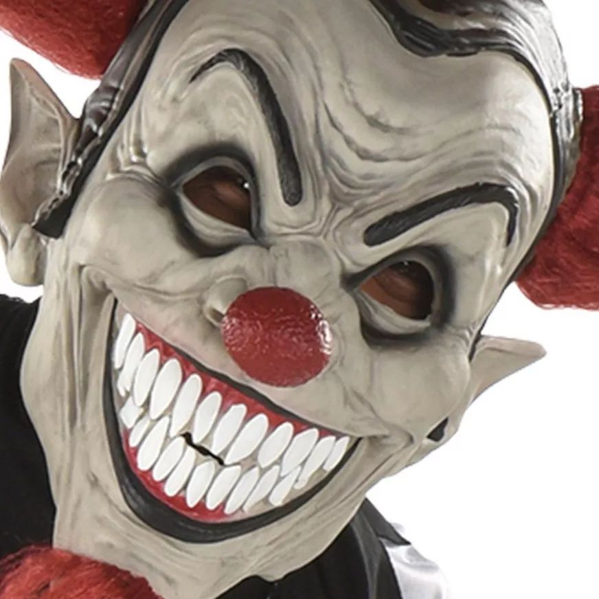 Masque de clown bouffon avec crânes et cheveux, blanc/rouge, taille unique, accessoire de costume à porter pour l'Halloween CloseUp