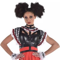 Ruffle Diamond Print Harness, Black/White/Red, Assorted Sizes, Wearable Costume Accessory for Halloween Front_Flat