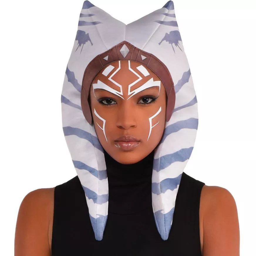 Accessoires d'Ahsoka de Disney Star Wars Le Mandalorien pour adulte, avec serre-tête et manches, blanc/noir, taille unique, paq. 3, accessoires de costume à porter pour l'Halloween CloseUp