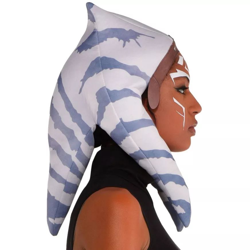 Accessoires d'Ahsoka de Disney Star Wars Le Mandalorien pour adulte, avec serre-tête et manches, blanc/noir, taille unique, paq. 3, accessoires de costume à porter pour l'Halloween CloseUp