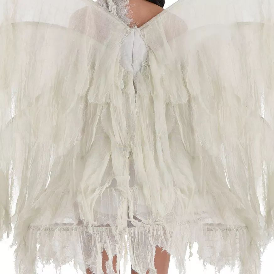 Ghostly Distresed Tattered Wings, White, One Size, Wearable Costume Accessory for Halloween CloseUp
