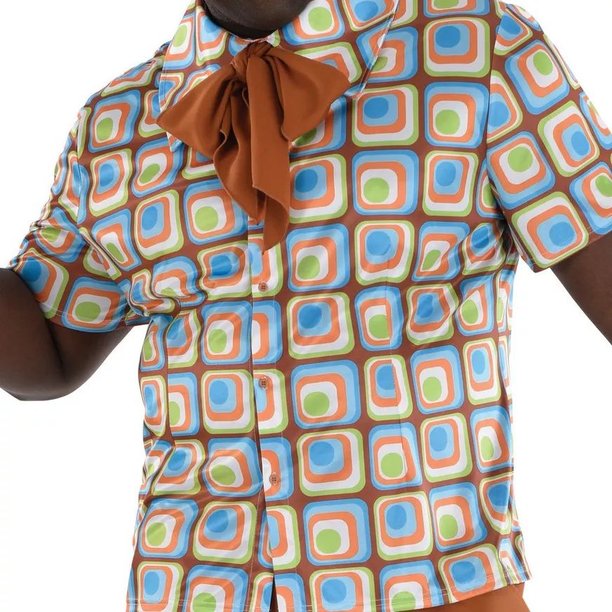 Men's 1960s Collared T-Shirt & Pants Set, Multi-Coloured, Plus Size, 2-pk, Wearable Costume Accessories for Halloween CloseUp