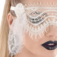 Scalloped Lace Eye Mask, White, One Size, Wearable Costume Accessory for Halloween
